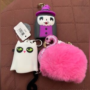Bath & Body Works Witch, Cat, and Flamingo Hand Sanitizer Keychain Trio